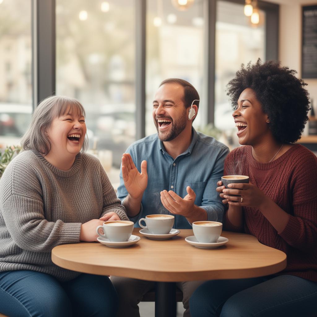 Three diverse friends laughing together